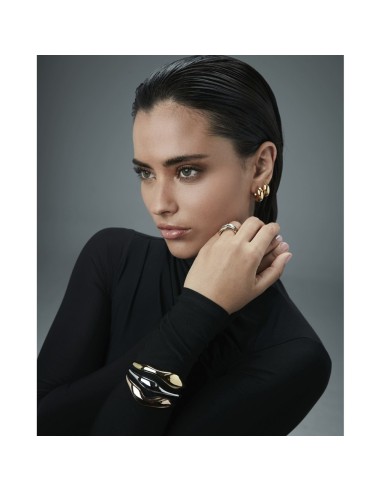 Pendientes Viceroy Fashion acero IP dorado tipo aro ancho diseño ovalado