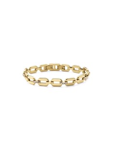 Pulsera Viceroy Fashion de acero IP dorado con eslabones rectangulares y circonitas