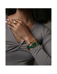 Pulsera Viceroy Fashion de acero IP dorado con eslabones rectangulares y circonitas 2