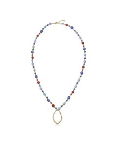 Collar Viceroy Fashion de acero IP dorado con piedras de colores y colgante ovalado