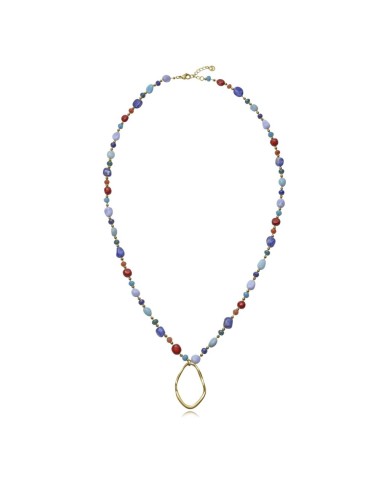 Collar Viceroy Fashion de acero IP dorado con piedras de colores y colgante ovalado