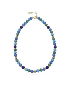 Collar Viceroy Fashion de acero IP dorado con cuentas azules y verdes