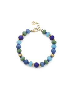Pulsera Viceroy Fashion de acero IP dorado con cuentas azules y verdes