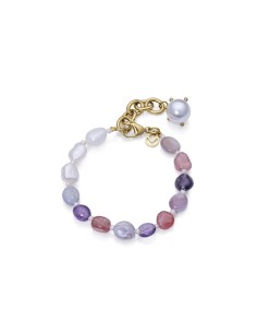 Pulsera Viceroy Fashion de acero IP dorado con piedras naturales multicolor