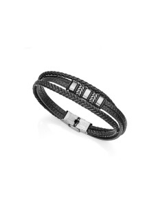 Pulsera Viceroy Fashion de cuero negro y acero para hombre