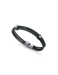 Pulsera Viceroy Fashion de acero y piel verde en dos tonos para hombre