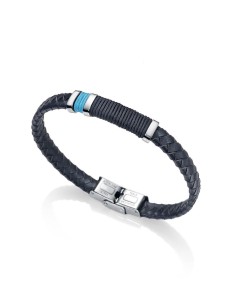 Pulsera Viceroy Fashion de cuero azul trenzado y acero para hombre