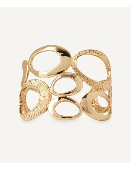 Pulsera Vidal & Vidal dorada diseño calado geométrico en metal con baño de oro 18k