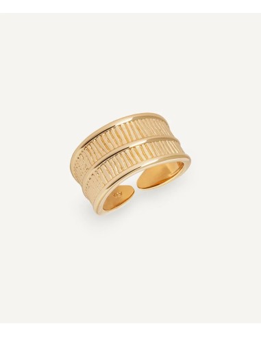 Anillo Vidal & Vidal dorado ancho con textura en metal con baño de oro 18k