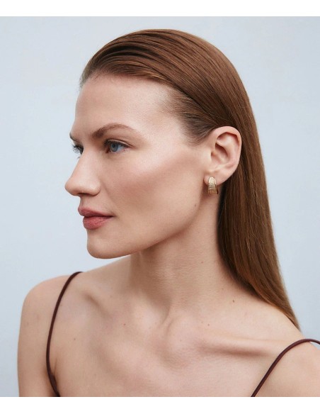 Pendientes Vidal & Vidal semiluna Horizonte dorados en metal con baño de oro 18k