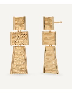 Pendientes largos Vidal & Vidal Horizonte geométricos dorados baño oro 18k
