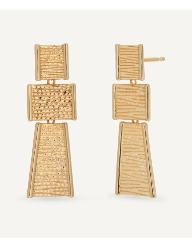 Pendientes largos Vidal & Vidal Horizonte geométricos dorados baño oro 18k