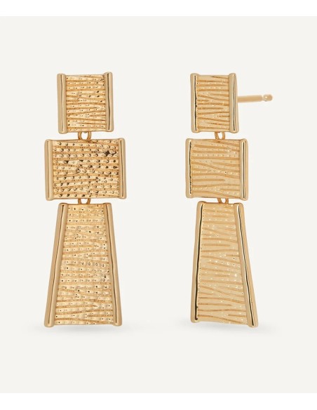 Pendientes largos Vidal & Vidal Horizonte geométricos dorados baño oro 18k