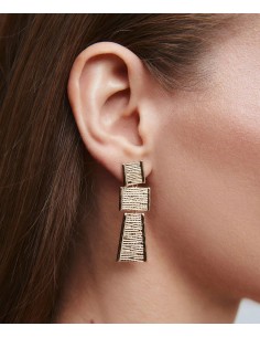 Pendientes largos Vidal & Vidal Horizonte geométricos dorados baño oro 18k 2