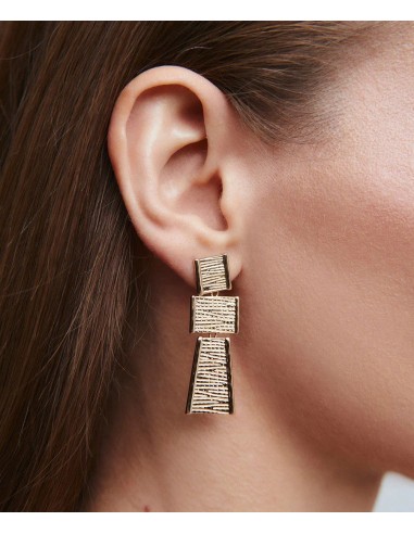 Pendientes largos Vidal & Vidal Horizonte geométricos dorados baño oro 18k