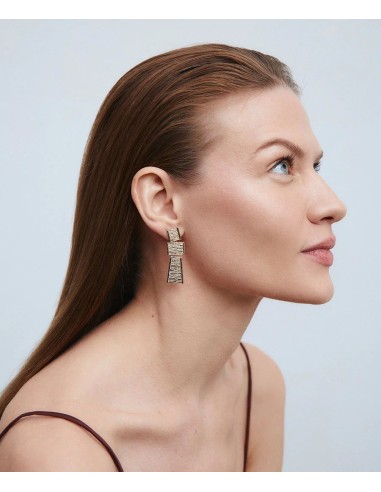 Pendientes largos Vidal & Vidal Horizonte geométricos dorados baño oro 18k