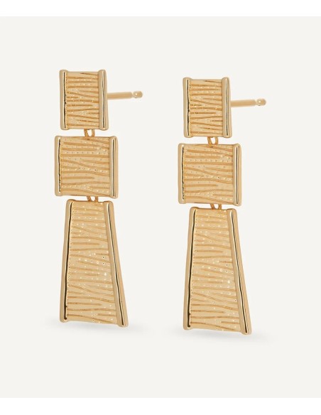 Pendientes largos Vidal & Vidal Horizonte geométricos dorados baño oro 18k