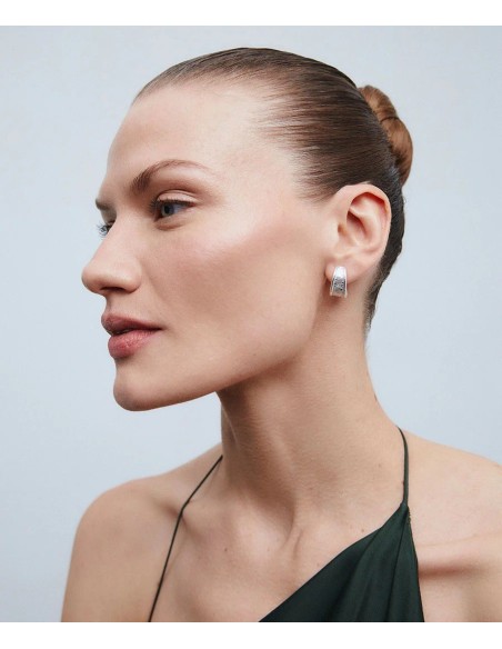 Pendientes Vidal & Vidal semiluna Horizonte plateados diseño elegante