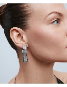 Pendientes largos Vidal & Vidal Horizonte geométricos plateados 2