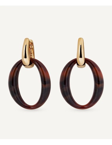Pendientes Vidal & Vidal aro dorado con oval Coffee en acetato marrón