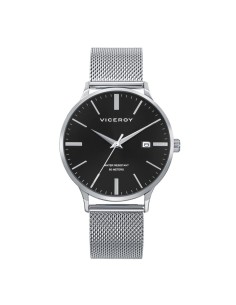 Reloj Viceroy hombre acero malla milanesa esfera negra fecha