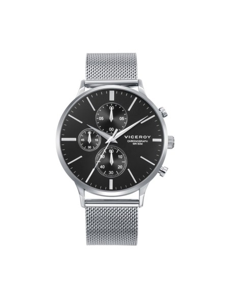 Reloj Viceroy hombre cronógrafo acero malla milanesa esfera negra