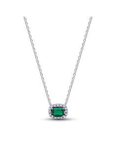 STERLING SILVER COLLIER WITH ROYASL GREEN CRYSTAL AND CLEAR CUBIC ZIRCONIA