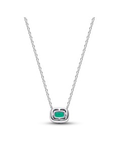 STERLING SILVER COLLIER WITH ROYASL GREEN CRYSTAL AND CLEAR CUBIC ZIRCONIA 2