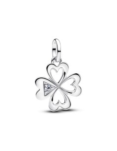 Charm Medallón en plata de ley Trébol de Cuatro Hojas Corazón