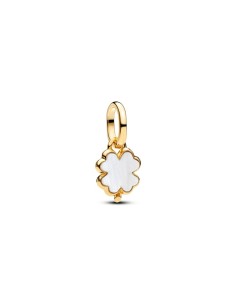Charm Colgante con un recubrimiento en oro de 14k Trébol de la Suerte Blanco