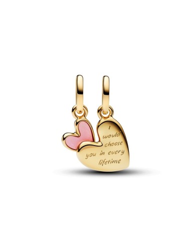 Charm Colgante Divisible con un recubrimiento en oro de 14k Madre e Hija Rosa