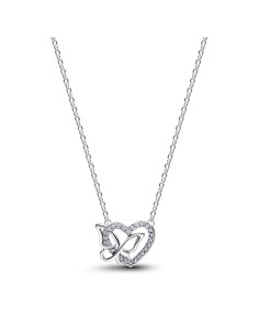 Collar en plata de ley Corazón y Mariposa Entrelazados