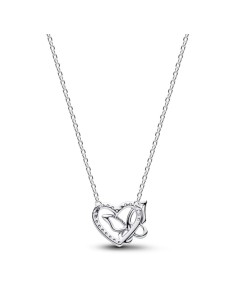 Collar en plata de ley Corazón y Mariposa Entrelazados 2