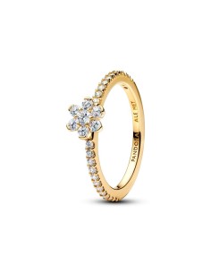 Anillo con un recubrimiento en oro de 14k Flor Brillante