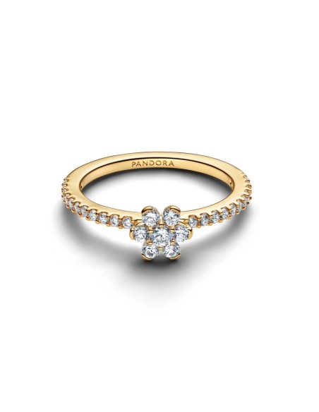 Anillo con un recubrimiento en oro de 14k Flor Brillante