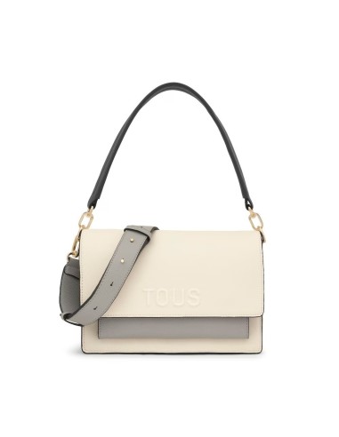 Bandolera mediana TOUS Audree Saffiano beige y gris – Bolso elegante y funcional para mujer