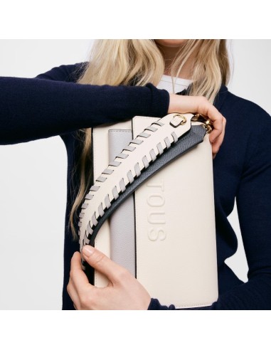 Bandolera mediana TOUS Audree Saffiano beige y gris – Bolso elegante y funcional para mujer