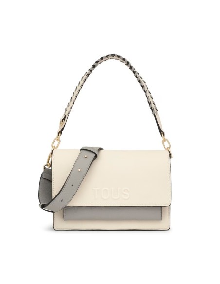 Bandolera mediana TOUS Audree Saffiano beige y gris – Bolso elegante y funcional para mujer