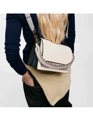 Bandolera mediana TOUS Audree Saffiano beige y gris – Bolso elegante y funcional para mujer