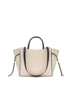 Bolso TOUS City mediano Kaos Icon beige y negro – Shopper elegante y versátil para mujer