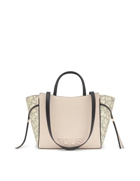 Bolso TOUS City mediano Kaos Icon beige y negro – Shopper elegante y versátil para mujer