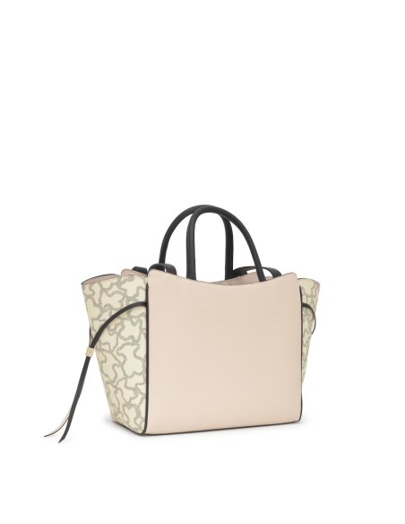 Bolso TOUS City mediano Kaos Icon beige y negro – Shopper elegante y versátil para mujer