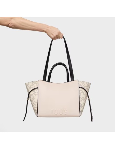 Bolso TOUS City mediano Kaos Icon beige y negro – Shopper elegante y versátil para mujer