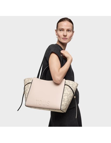 Bolso TOUS City mediano Kaos Icon beige y negro – Shopper elegante y versátil para mujer