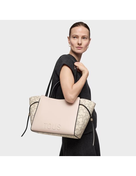 Bolso TOUS City mediano Kaos Icon beige y negro – Shopper elegante y versátil para mujer