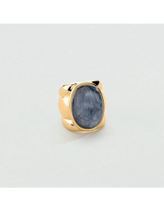 Anillo ancho La Riviera acabado azul y oro | Diseño sofisticado Agatha París