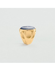 Anillo ancho La Riviera acabado azul y oro | Diseño sofisticado Agatha París 2