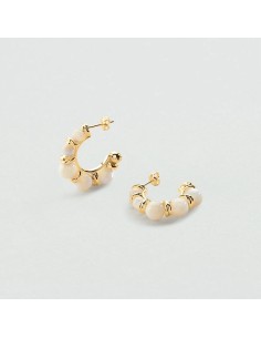 Pendientes criollas Ramatuelle acabado marfil y oro | Elegancia atemporal Agatha París