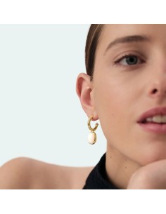 Pendientes criollas La Riviera acabado blanco y oro | Aros elegantes Agatha París 2