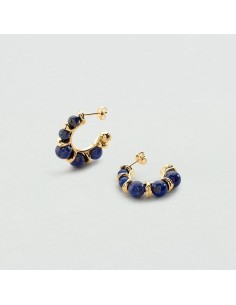 Pendientes criollas Ramatuelle acabado azul y oro | Aros elegantes Agatha París